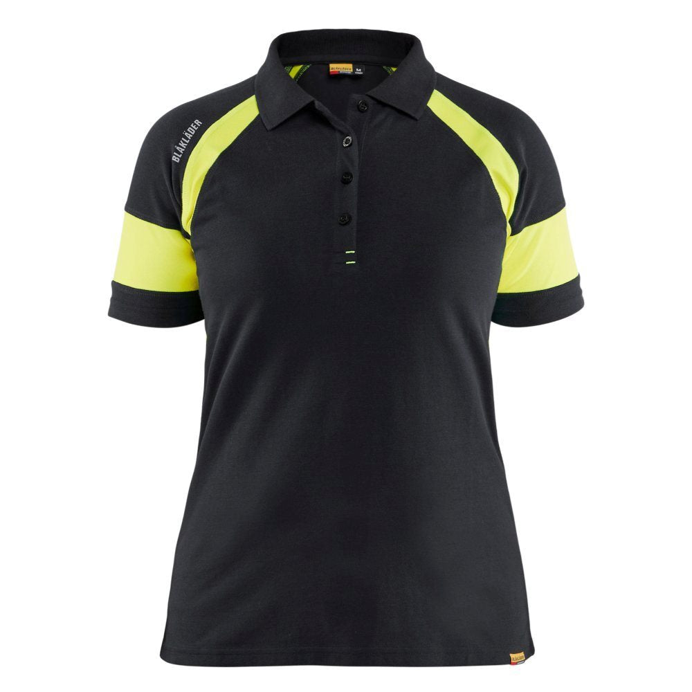 blaklader-dames-poloshirt-visible-zwart-geel