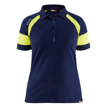 blaklader-dames-poloshirt-visible-navy-geel