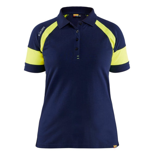 blaklader-dames-poloshirt-visible-navy-geel