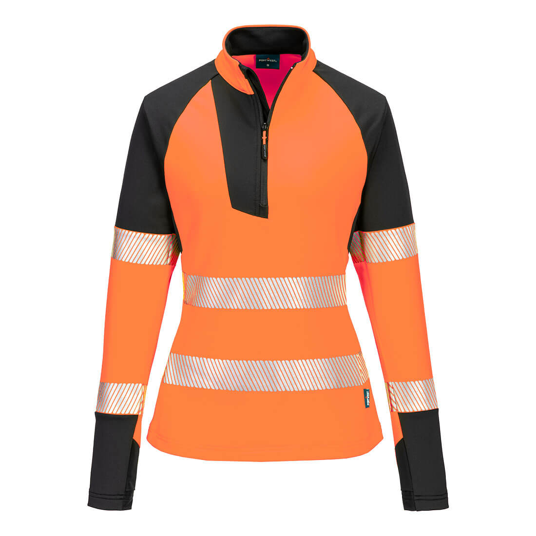 Portwest PW3 Hi-Vis Women's 1/4 Zip Sweatshirt (Oranje/Zwart)