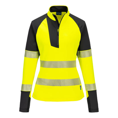 Portwest PW3 Hi-Vis Women's 1/4 Zip Sweatshirt (Geel/Zwart)