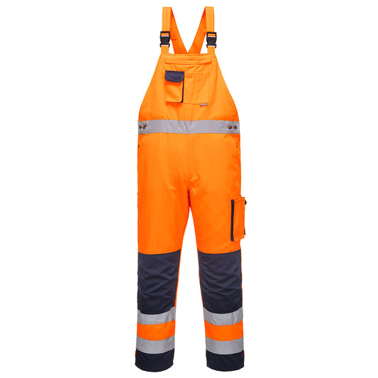 Portwest Dijon Hi-Vis Contrast Work Bib and Brace (Oranje/Navy)