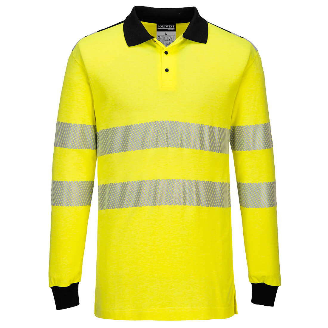 Portwest PW3 Flame Resistant Hi-Vis Polo Shirt (Geel/Zwart)