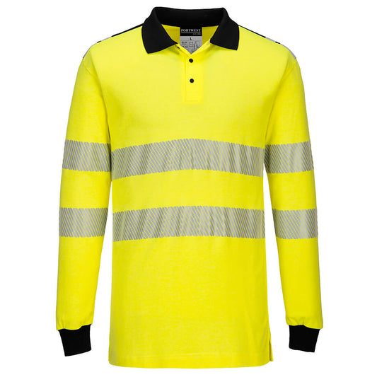 Portwest PW3 Flame Resistant Hi-Vis Polo Shirt (Geel/Zwart)