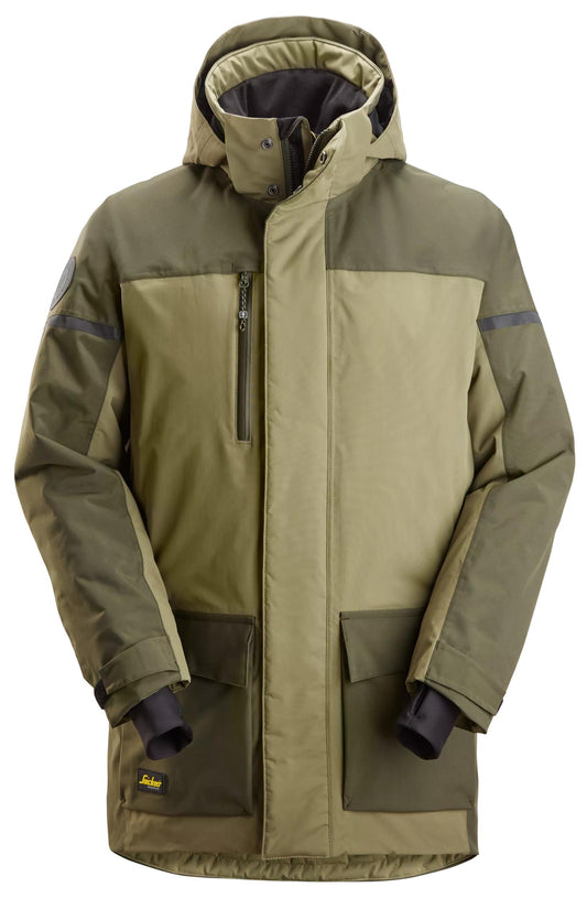 Snickers Allroundwork Waterdichte Isolerende Parka (Khaki/Khakigroen)