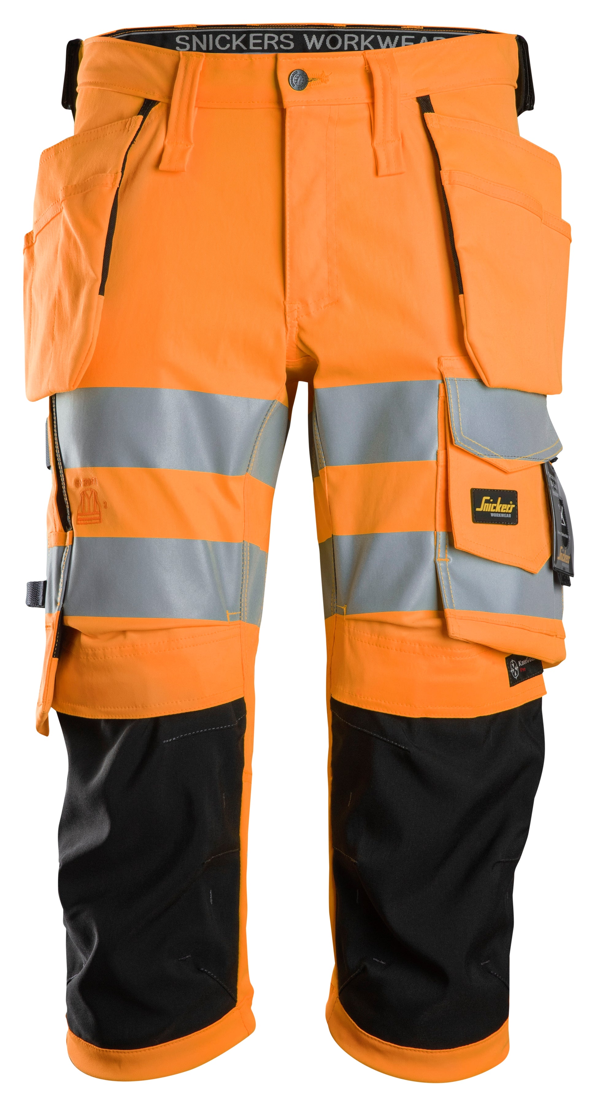 Snickers High-Vis KL1 Stretch Pirate Broek Holsters (Oranje/Zwart)