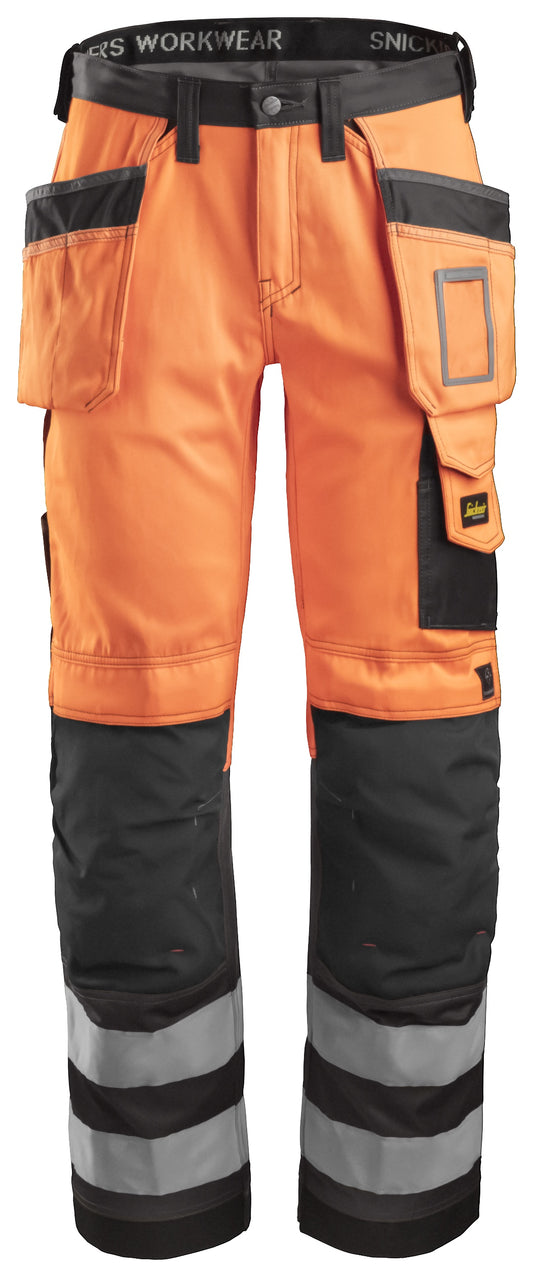 Snickers High-Vis Broek met Holsterzakken KL2 (Oranje/Grijs)