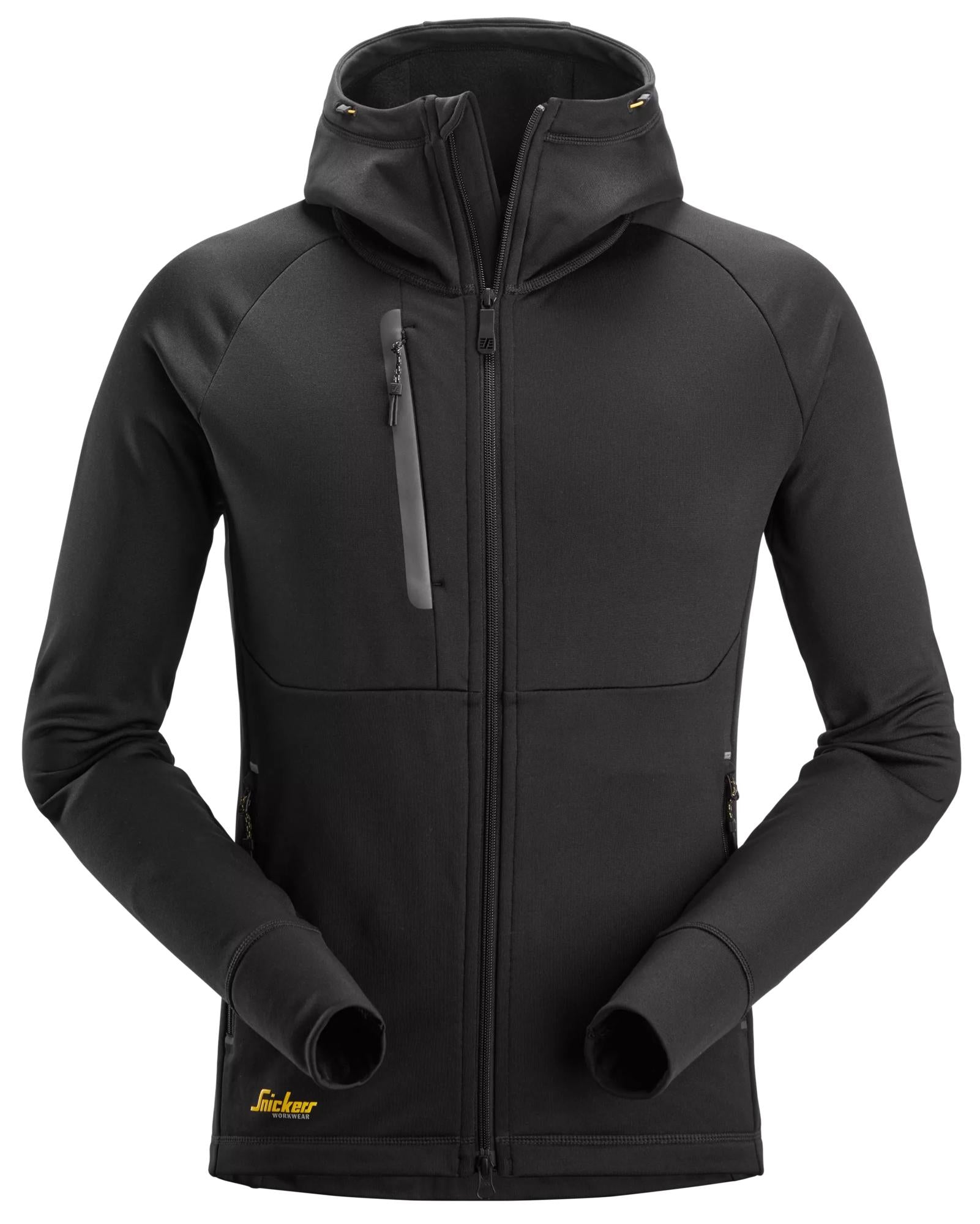 Snickers Flexiwork Polartec Power Stretch Hoodie Met Volledige Rits (Zwart)