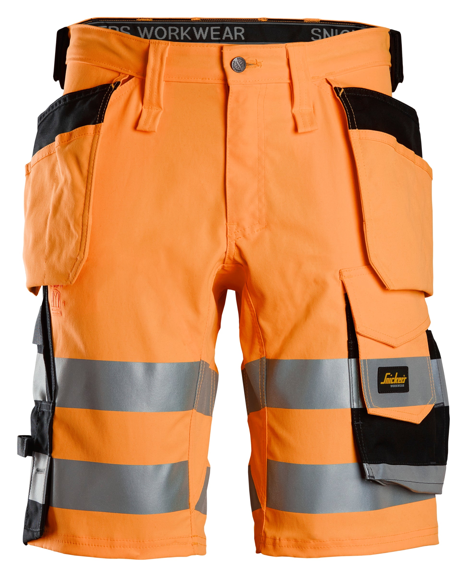 Snickers High-Vis KL1 Stretch Korte Werkbroek Holsters (Oranje/Zwart)