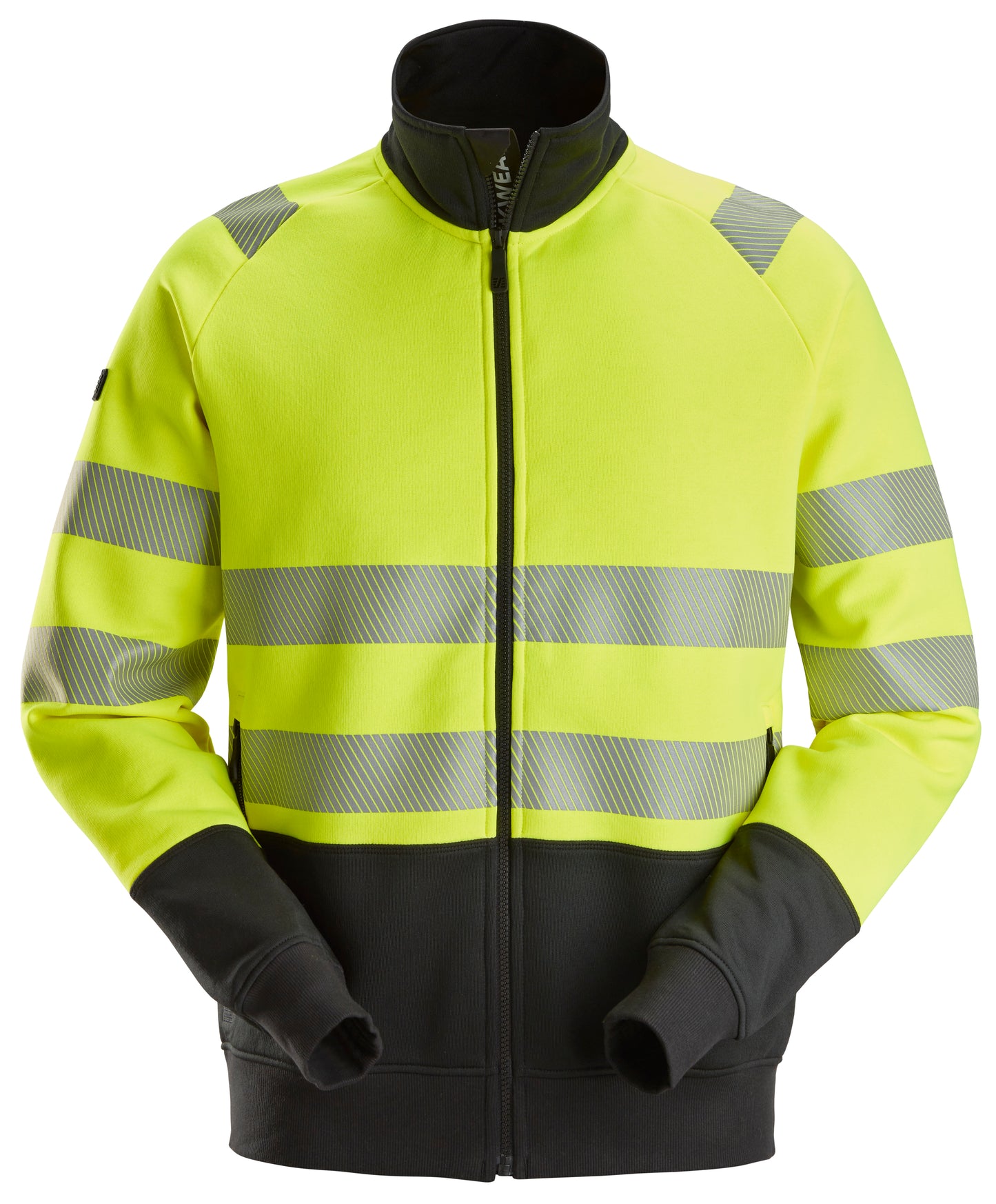 Snickers High-Vis KL2 Sweatjack met Rits (Geel/Zwart)