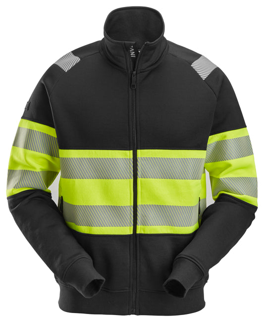 Snickers High-Vis KL1 Sweatvest met Rits (Zwart/Geel)