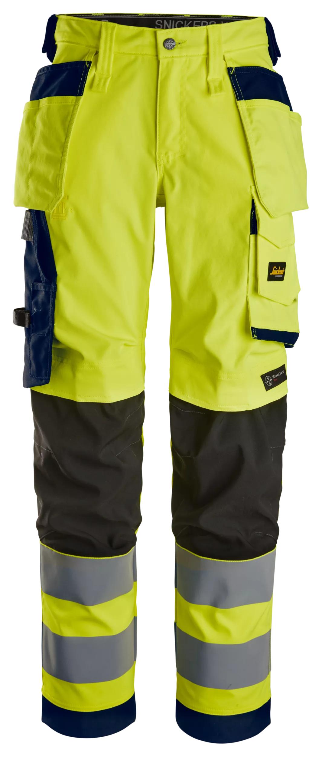 Snickers High-Vis KL2 Dames Stretchbroek Holsterzakken (Geel/Navy)