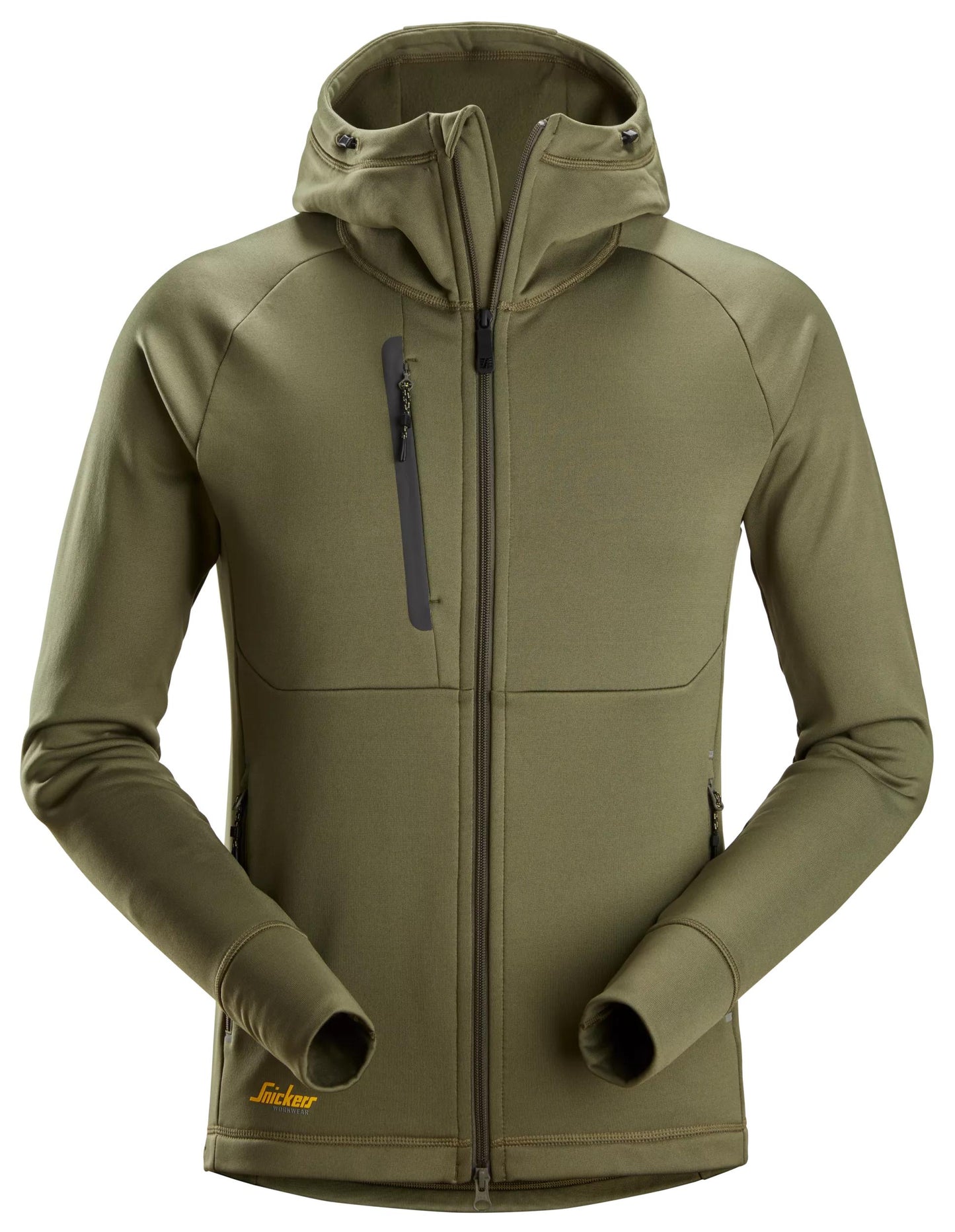 Snickers Flexiwork Polartec Power Stretch Hoodie Met Volledige Rits (KhakiGroen)