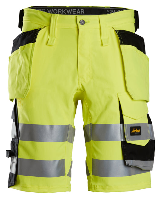 Snickers High-Vis KL1 Stretch Korte Werkbroek Holsters (Geel/Zwart)