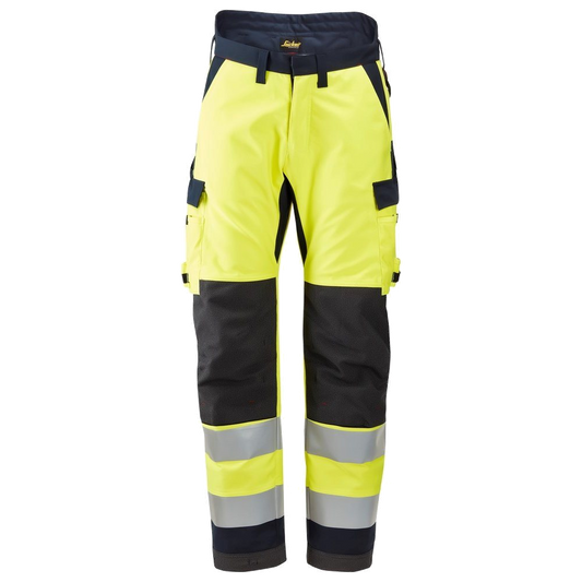 Snickers PW Isolerende Werkbroek HiVis CL.2 (Geel/Navy) 1